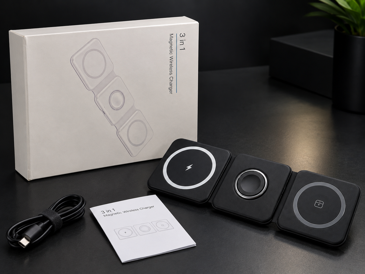 Magnetic wireless charger stand for iPhone and Android product photo
