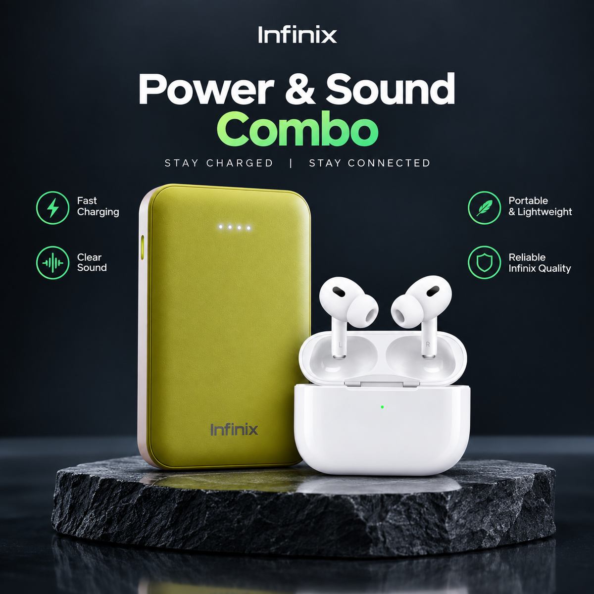 Power bank plus wireless earbuds bundle offer product photo