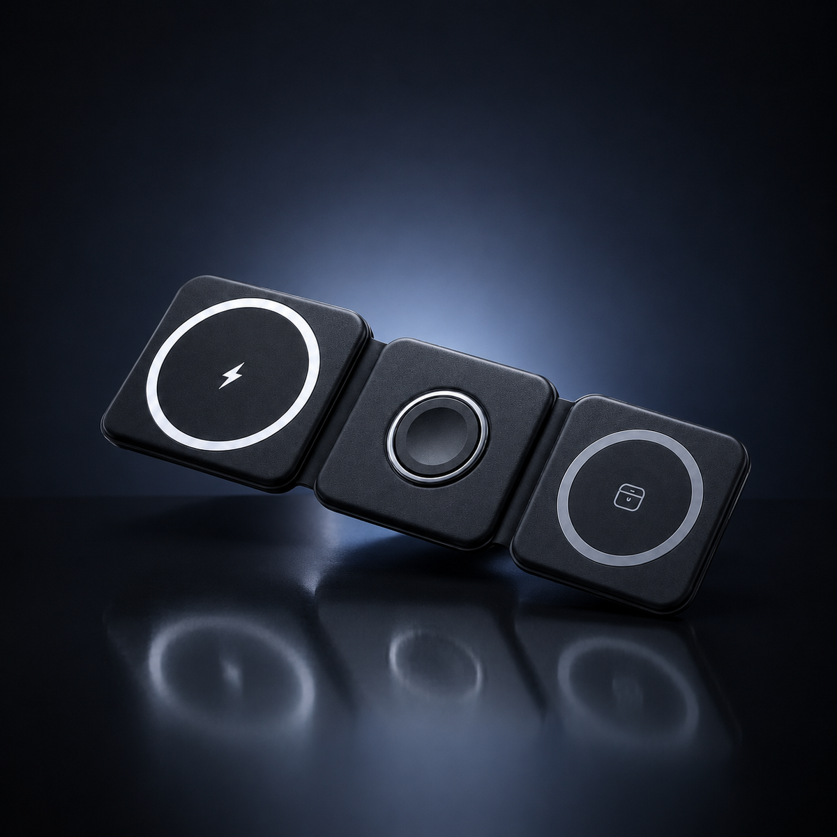 3 in 1 foldable magnetic wireless charger for smartphone, smartwatch and earbuds